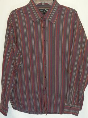 MBX Men’s Red & Gray Striped Dress Shirt #2629